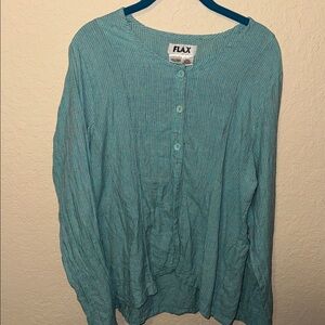 Flax Aqua Teal Lightweight Button Front Top size medium